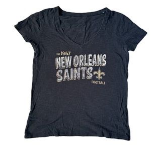 NFL Women’s New Orleans Saints Black and Gold V-Neck T-Shirt